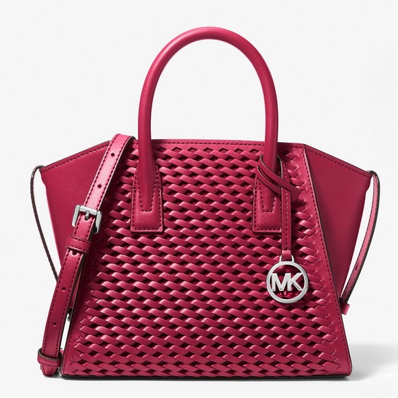 Michael Kors - Avril Small Woven Satchel in Raspberry - Picture 1 of 3
